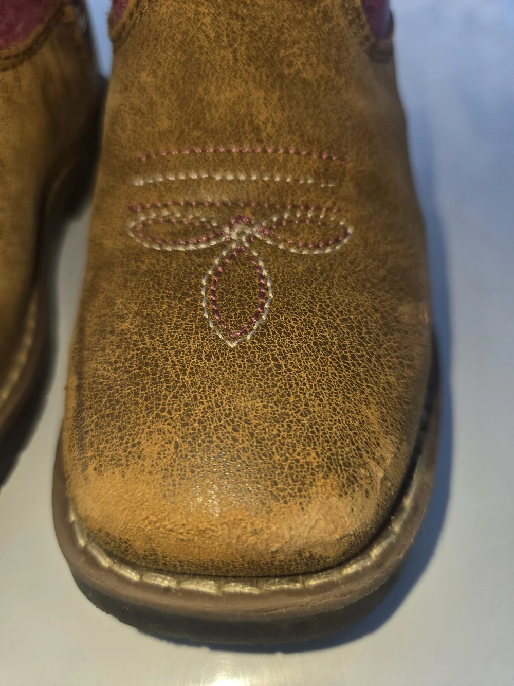 Shyanne Pink & Brown Girls Western Boots with Paisley Lining Size 8D